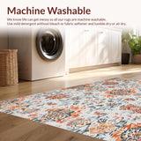 Ultra Soft Area Rug, Non Slip, Stain Resistant, Washable Area Rugs for Living Room, Bedroom, Chic Vintage Floral Motif(White)