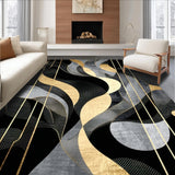 Ultra Soft Area Rug, Non Slip, Stain Resistant, Washable Area Rugs for Living Room, Bedroom, Rustic Minimalist Grayscale Theme(Black)