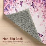 Ultra Soft Area Rug, Non Slip, Stain Resistant, Washable Area Rugs for Living Room, Bedroom, Delicate Insect Print with Cozy Vibes(Pink)