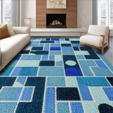 Ultra Soft Area Rug, Non Slip, Stain Resistant, Washable Area Rugs for Living Room, Bedroom, Earth Moon Circle Rug for Entryway Hardwood Floors(Blue)