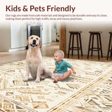 Ultra Soft Area Rug, Non Slip, Stain Resistant, Washable Area Rugs for Living Room, Bedroom, Artisan Crafted Boho Inspired Beige Design With Unique(Beige)
