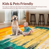 Ultra Soft Area Rug, Non Slip, Stain Resistant, Washable Area Rugs for Living Room, Bedroom, Elegant Earthy Tones Design(Orange)