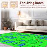 Engaging Geometric City Design Mat(Green)