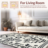 Ultra Soft Area Rug, Non Slip, Stain Resistant, Washable Area Rugs for Living Room, Bedroom, Luxurious Black and White Medallion(Black)