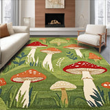 Ultra Soft Area Rug, Non Slip, Stain Resistant, Washable Area Rugs for Living Room, Bedroom, Whimsical Floral Snail Motif(Green)
