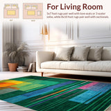 Ultra Soft Area Rug, Non Slip, Stain Resistant, Washable Area Rugs for Living Room, Bedroom, Rustic Soft Geometric Lines(Green)