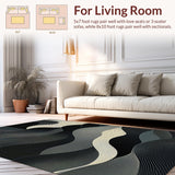 Ultra Soft Area Rug, Non Slip, Stain Resistant, Washable Area Rugs for Living Room, Bedroom, Minimalist Chic Linear Arrangement(Black)