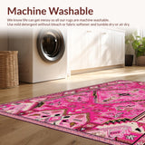 Ultra Soft Area Rug, Non Slip, Stain Resistant, Washable Area Rugs for Living Room, Bedroom, Preppy Textured Diamond Arrangement(Pink)