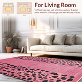 Ultra Soft Area Rug, Non Slip, Stain Resistant, Washable Area Rugs for Living Room, Bedroom, Chic Fluffy Cheetah Aesthetic(Pink)
