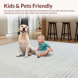 Ultra Soft Area Rug, Non Slip, Stain Resistant, Washable Area Rugs for Living Room, Bedroom, Elegant Light Grey Bubble Motif(Gray)