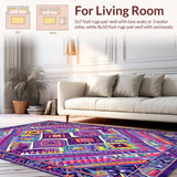 Ultra Soft Area Rug, Non Slip, Stain Resistant, Washable Area Rugs for Living Room, Bedroom, Vibrant Trellis Patterned Accent(Purple)