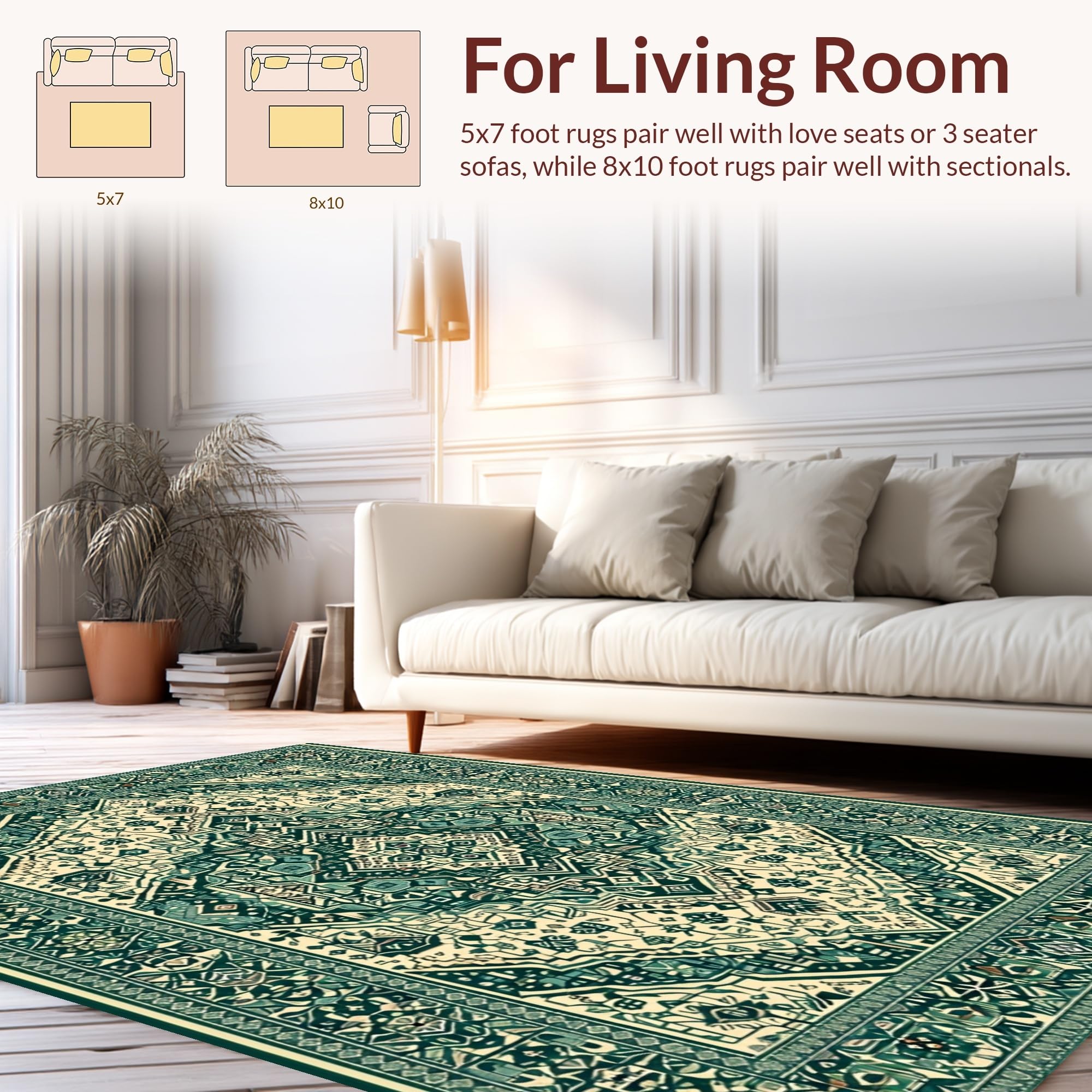 ラグ・カーペット kanademono Botanical Motif Gradation Rug Botanical Medallion Design Rug 120×180 – KANADEMONO