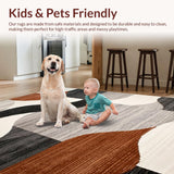 Ultra Soft Area Rug, Non Slip, Stain Resistant, Washable Area Rugs for Living Room, Bedroom, Soft Neutral Organic Motif(Gray)