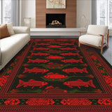 Ultra Soft Area Rug, Non Slip, Stain Resistant, Washable Area Rugs for Living Room, Bedroom, Vibrant Outdoor-Inspired Motif(Black)