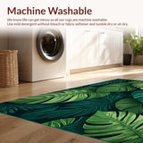 Ultra Soft Area Rug, Non Slip, Stain Resistant, Washable Area Rugs for Living Room, Bedroom, Soft Fluffy Monstera Inspired Theme(Green)