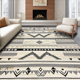 Ultra Soft Area Rug, Non Slip, Stain Resistant, Washable Area Rugs for Living Room, Bedroom, Boho Luxe Area with Tribal Chevron Stripes and Artistic Contrast Design(Black)