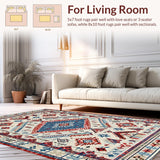 Ultra Soft Area Rug, Non Slip, Stain Resistant, Washable Area Rugs for Living Room, Bedroom, Chic Abstract Colorful Composition(White)