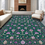 Ultra Soft Area Rug, Non Slip, Stain Resistant, Washable Area Rugs for Living Room, Bedroom, Artistic Pastel Floral Composition(Green)