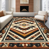 Ultra Soft Area Rug, Non Slip, Stain Resistant, Washable Area Rugs for Living Room, Bedroom, Artistic Abstract Native Inspired Design(Brown)