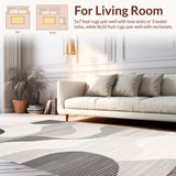 Ultra Soft Area Rug, Non Slip, Stain Resistant, Washable Area Rugs for Living Room, Bedroom, Serene Monochrome Wave Patterns(Gray)