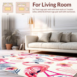 Ultra Soft Area Rug, Non Slip, Stain Resistant, Washable Area Rugs for Living Room, Bedroom, Pastel Floral Watercolor Impression(White)