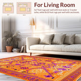 Ultra Soft Area Rug, Non Slip, Stain Resistant, Washable Area Rugs for Living Room, Bedroom, Dynamic Artisan Woven Palette(Orange)