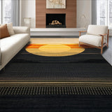 Ultra Soft Area Rug, Non Slip, Stain Resistant, Washable Area Rugs for Living Room, Bedroom, Dynamic Black and Gold Lattice Design(Orange)