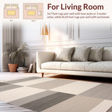 Ultra Soft Area Rug, Non Slip, Stain Resistant, Washable Area Rugs for Living Room, Bedroom, Dynamic Cozy Color Block Arrangement(Beige)