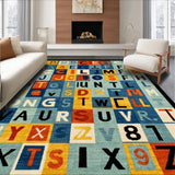 Ultra Soft Area Rug, Non Slip, Stain Resistant, Washable Area Rugs for Living Room, Bedroom, Chic Playful Alphabetic Motif(Orange)