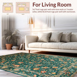 Ultra Soft Area Rug, Non Slip, Stain Resistant, Washable Area Rugs for Living Room, Bedroom, Botanical Shaggy Earthy Charm(Green)