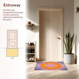 Ultra Soft Area Rug, Non Slip, Stain Resistant, Washable Area Rugs for Living Room, Bedroom, Dynamic Colorful Geometric Fusion(Orange)