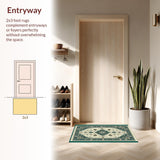 Ultra Soft Area Rug, Non Slip, Stain Resistant, Washable Area Rugs for Living Room, Bedroom, Floral Sage High Traffic Pet-Friendly Carpet(Blue)