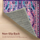 Ultra Soft Area Rug, Non Slip, Stain Resistant, Washable Area Rugs for Living Room, Bedroom, Vibrant Aztec Geometry Aesthetic(Pink)
