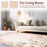 Ultra Soft Area Rug, Non Slip, Stain Resistant, Washable Area Rugs for Living Room, Bedroom, Blush Bloom Area Pink Floral Indoor(Pink)