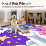 Ultra Soft Area Rug, Non Slip, Stain Resistant, Washable Area Rugs for Living Room, Bedroom, Sparkling Magical Unicorn Landscape(White)