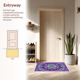 Ultra Soft Area Rug, Non Slip, Stain Resistant, Washable Area Rugs for Living Room, Bedroom, Lively Contemporary Tiled Aesthetic(Purple)