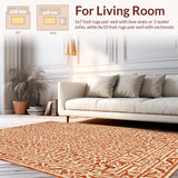 Ultra Soft Area Rug, Non Slip, Stain Resistant, Washable Area Rugs for Living Room, Bedroom, Contemporary Symmetrical Patterned Accent(Orange)