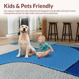 Ultra Soft Area Rug, Non Slip, Stain Resistant, Washable Area Rugs for Living Room, Bedroom, Modern Abstract Grey and Blue Living Room Non-Shedding Rug(Blue)
