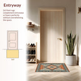 Ultra Soft Area Rug, Non Slip, Stain Resistant, Washable Area Rugs for Living Room, Bedroom, Artful Abstract Trellis Composition(Orange)