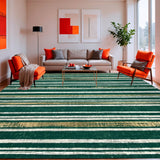 Modern Black and White Striped Machine Non Slip Backing(Green)
