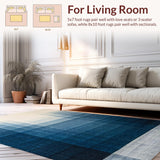 Ultra Soft Area Rug, Non Slip, Stain Resistant, Washable Area Rugs for Living Room, Bedroom, Abstract Gradient Striped Rug(Blue)