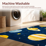 Ultra Soft Area Rug, Non Slip, Stain Resistant, Washable Area Rugs for Living Room, Bedroom, Whimsical Cosmic Planetary Landscape(Blue)