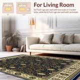 Ultra Soft Area Rug, Non Slip, Stain Resistant, Washable Area Rugs for Living Room, Bedroom, Geometric Round Jute Placemat Bohemian Artistry(Black)
