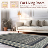 Ultra Soft Area Rug, Non Slip, Stain Resistant, Washable Area Rugs for Living Room, Bedroom, Chic Modern Border Aesthetic(Blue)