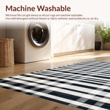 Ultra Soft Area Rug, Non Slip, Stain Resistant, Washable Area Rugs for Living Room, Bedroom, Monochromatic Striped Area Carpet(Black)