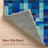 Ultra Soft Area Rug, Non Slip, Stain Resistant, Washable Area Rugs for Living Room, Bedroom, Blue Ribbon Knot Rug with Repeating Bow Shapes and Linear Details(Blue)