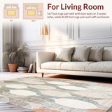 Ultra Soft Area Rug, Non Slip, Stain Resistant, Washable Area Rugs for Living Room, Bedroom, Rustic Minimalist Scalloped Style(Beige)