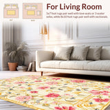 Ultra Soft Area Rug, Non Slip, Stain Resistant, Washable Area Rugs for Living Room, Bedroom, Vibrant Cute Nature-Inspired Print(Beige)