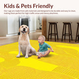 Ultra Soft Area Rug, Non Slip, Stain Resistant, Washable Area Rugs for Living Room, Bedroom, Abstract Swirl Design Yellow Area Unique Floor Accent(Yellow)
