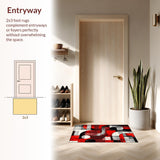 Ultra Soft Area Rug, Non Slip, Stain Resistant, Washable Area Rugs for Living Room, Bedroom, Modern Artistic Audio Vibes(Red)